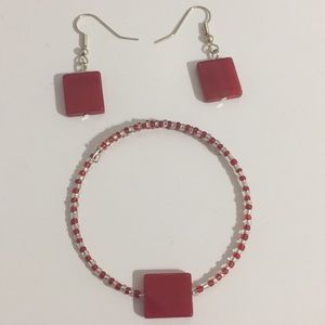 Red Square Jewelry Set